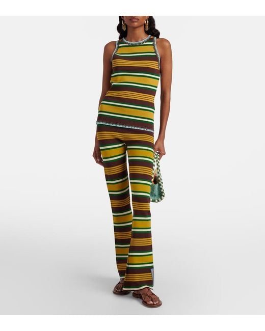 ALÉMAIS Yellow Clover Knitted Striped Flared Pants