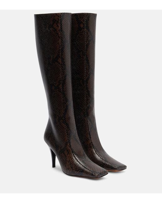 Stella McCartney Black Eve Snake-Effect Knee-High Boots