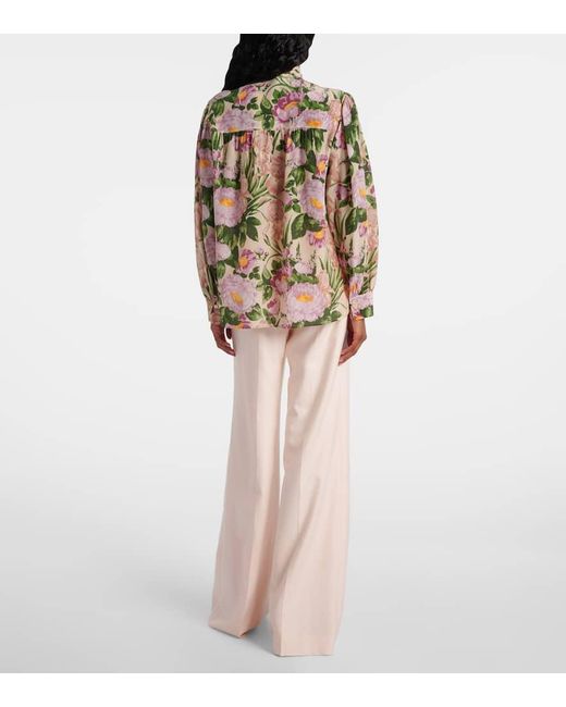 Chloé Multicolor Bluse Aus Seiden-Voile Mit Blumenprint Und Schluppe