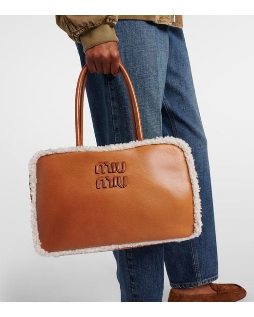 Miu Miu Brown Tote Beau Large Aus Leder