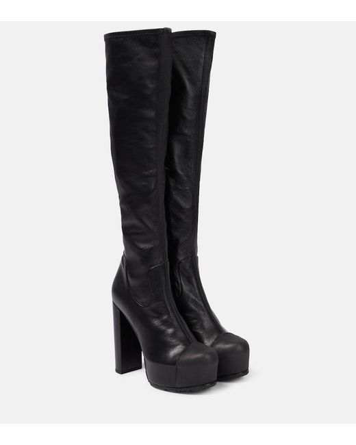 Sacai Black Leather Platform Knee-high Boots
