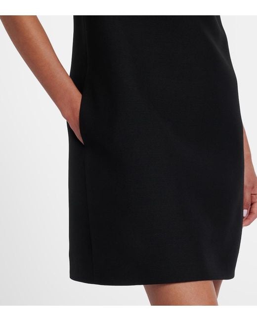 Valentino Black Crepe Couture Embellished Wool And Silk Minidress
