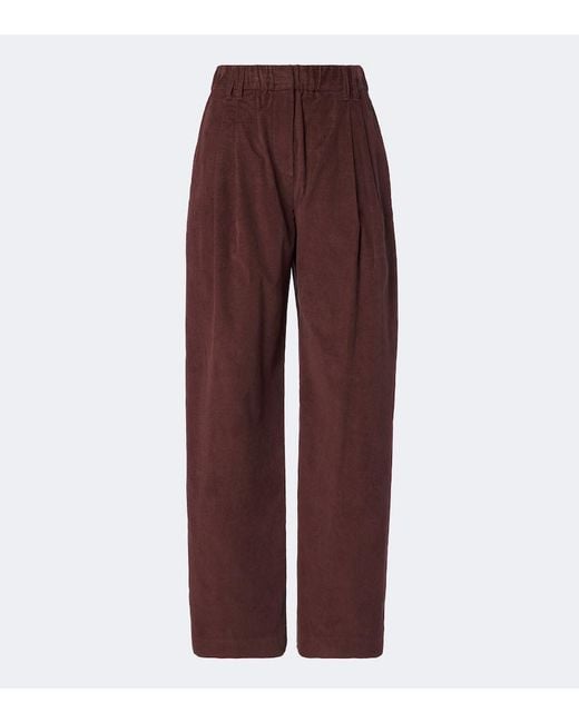 Brunello Cucinelli Red Monili Corduroy Wide-Leg Pants