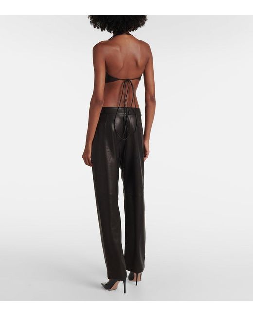 The Sei Black Leather Bra Top