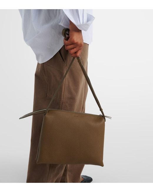 The Row Brown Nu Twin Small Leather Shoulder Bag