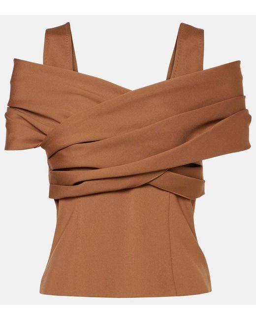 Top Nespola Con Scollo Bardot di Max Mara in Brown