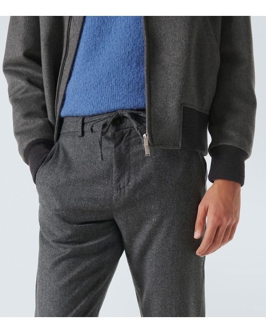 Canali Gray Wool Straight Pants for men