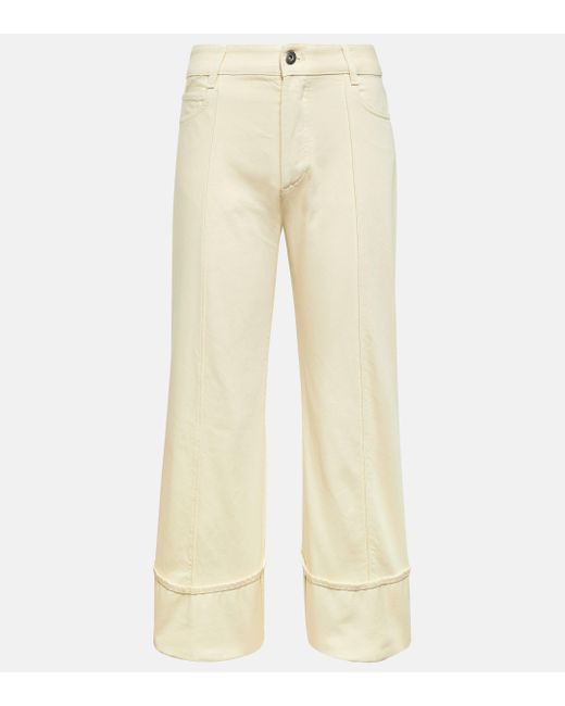 Bottega Veneta Natural Asymmetric Mid-rise Cropped Jeans