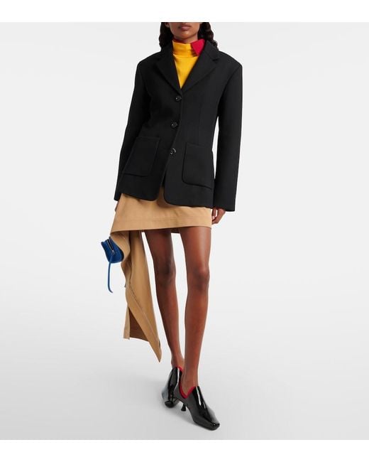 Loewe Natural Asymmetric Silk-Trimmed Cotton Miniskirt