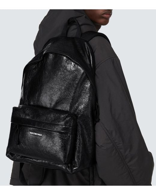 Balenciaga Black Leather Backpack for men