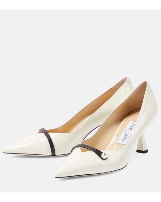 Jimmy Choo White Pumps Rosalia 65 Aus Lackleder