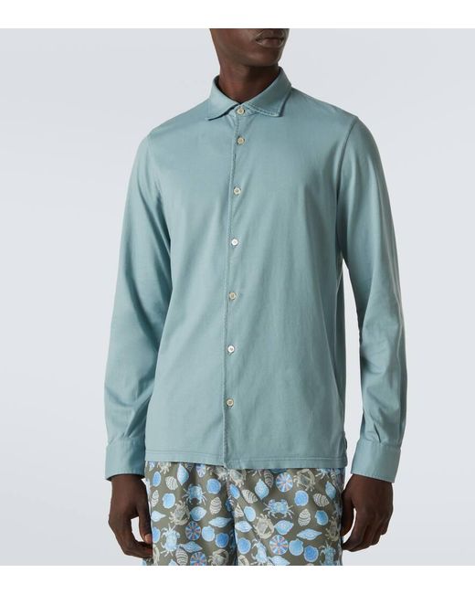 Fedeli Hemd Jason Aus Baumwoll-Jersey in Blue für Herren