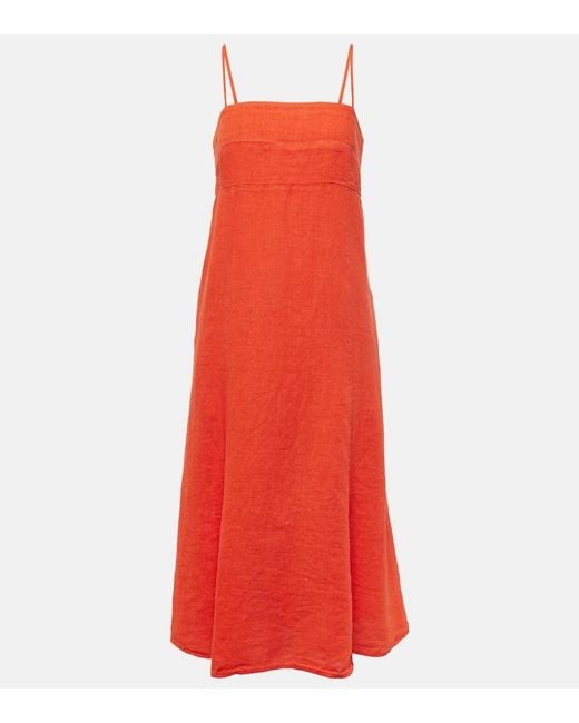 Velvet Red Stephie Linen Midi Dress