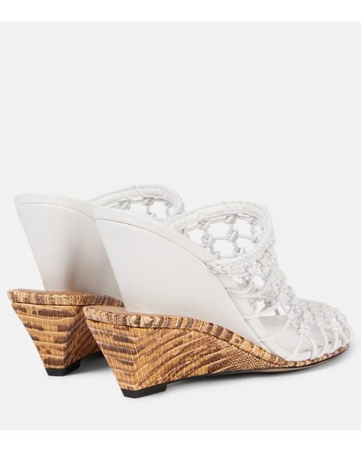 Jacquemus White Doubles Netted Wedge Sandals