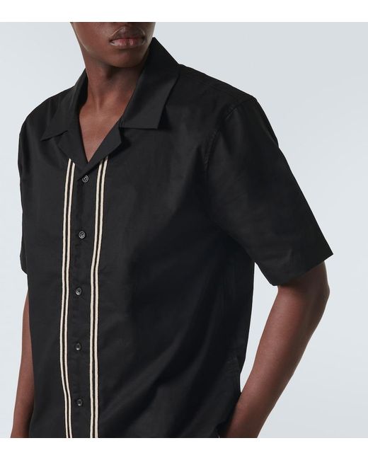 Commas Black Braided Cotton Shirt for men