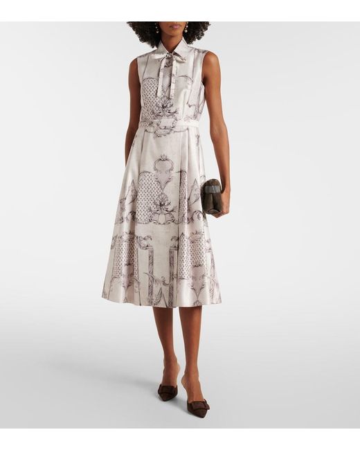Max Mara Natural Ambuto Printed Midi Dress
