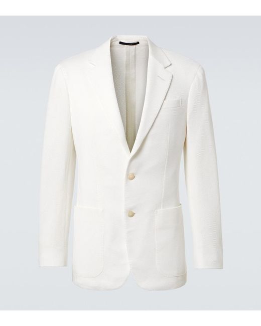 Dunhill White Cotton Pique Blazer for men