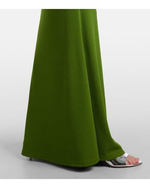 Christopher Esber Green Verziertes Maxikleid Crystal Pin Cutaway