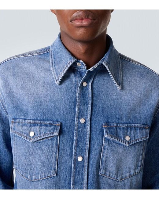 Givenchy Blue Couture Seam Denim Shirt for men