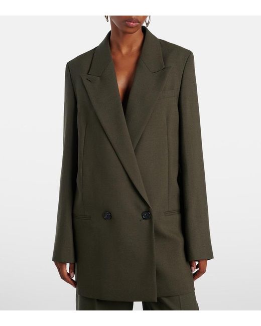 Totême Brown Double-Breasted Wool-Blend Blazer