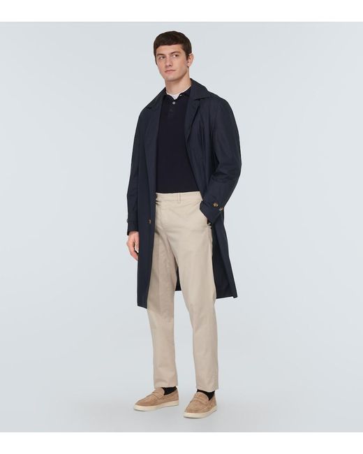 Brunello Cucinelli Blue Single-Breasted Car Coat for men