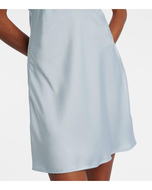 Faithfull The Brand Blue Verena Lace-Trimmed Satin Minidress