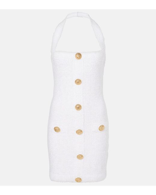 Balmain White Halterneck Minidress