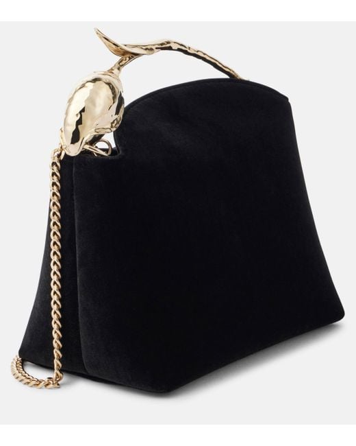 Erdem Black Bloom Mini Velvet Tote Bag