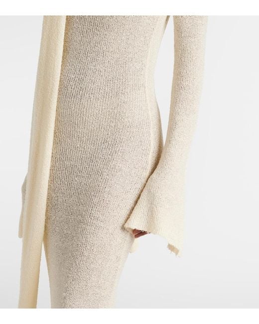 AYA MUSE White Viscose-Blend Turtleneck Maxi Dress