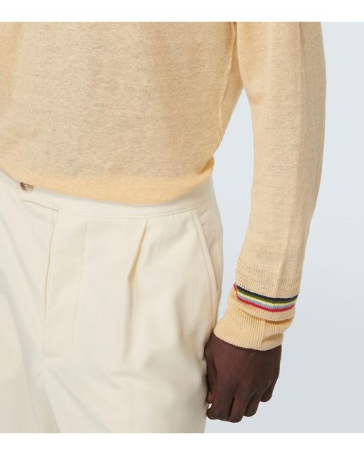 Etro Natural Linen And Cotton Polo Sweater for men
