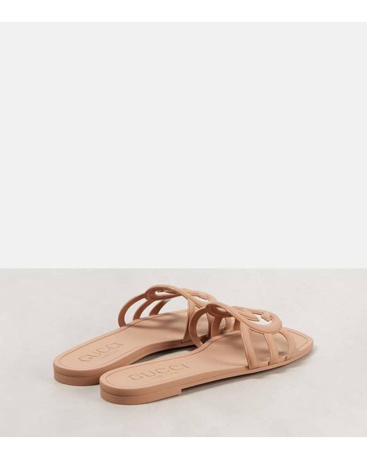 Gucci Pink Interlocking G Slide Sandal, Rubber