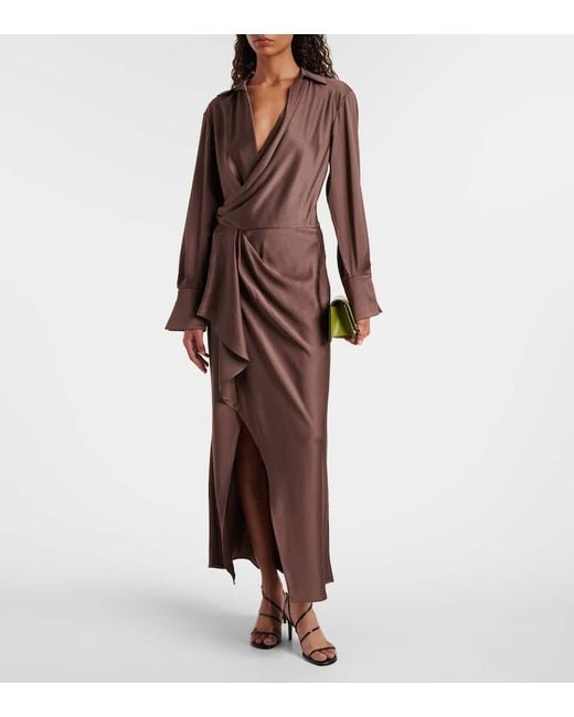 Jonathan Simkhai Brown Wickelkleid Talita Aus Satin