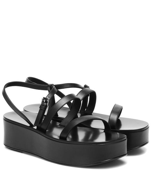 black leather platform sandal