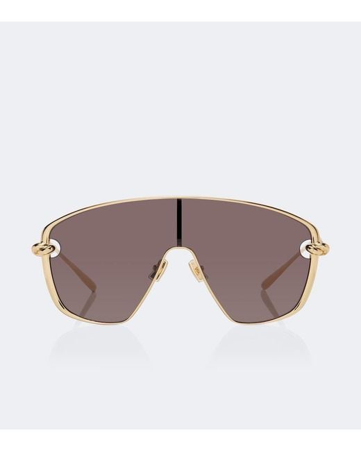 Bottega Veneta Brown Knot Shield Sunglasses