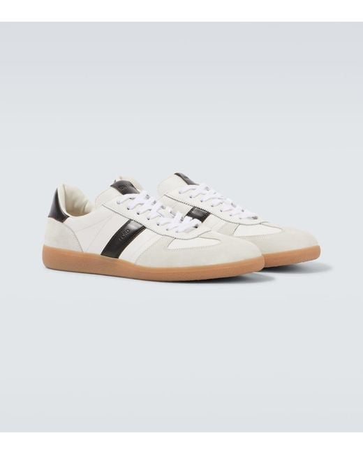Tom Ford White Archer Suede-Trimmed Leather Sneakers for men