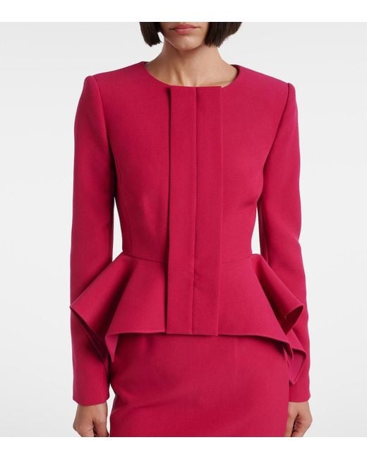 Roland Mouret Red Peplum Crepe Jacket