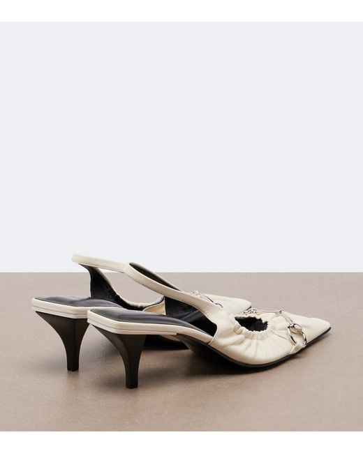 Gucci White Vittoria Horsebit Leather Slingback Pumps