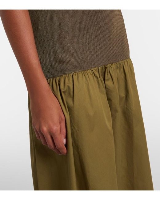 Frankie Shop Green Ilya Cotton-Trimmed Maxi Dress