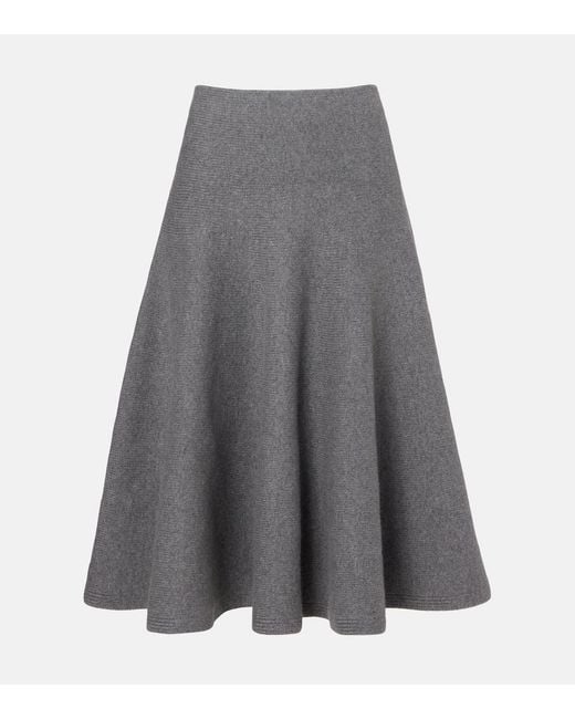 Alaïa Gray Cashmere-Blend Midi Skirt