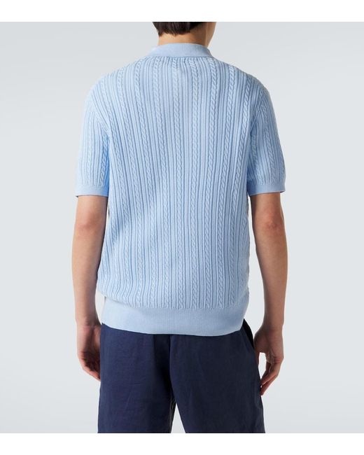 Polo Ralph Lauren Blue Cable-Knit Cotton Polo Sweater for men