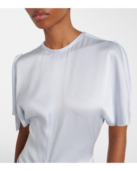Victoria Beckham White Gathered Satin Gown