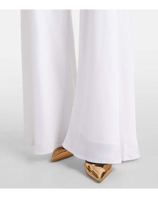 Pantalon Droit A Taille Haute En Satin Norma Kamali en coloris White