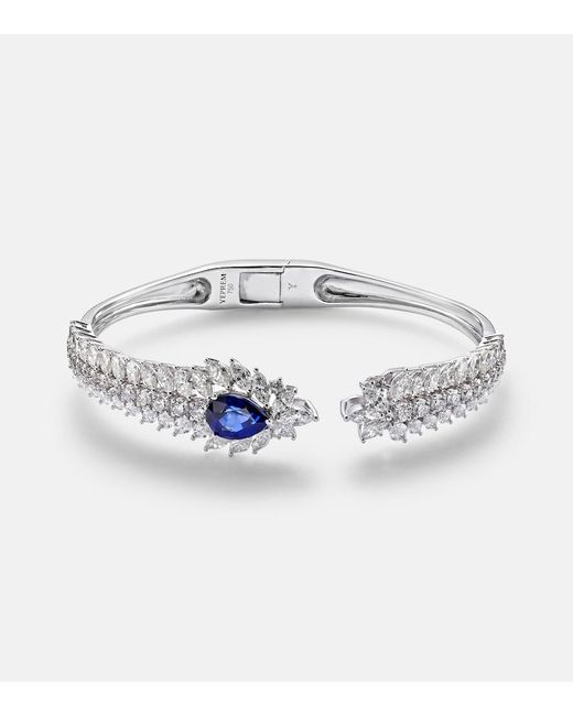 YEPREM Metallic Reign Supreme 18Kt Bangle With Diamonds And Sapphire