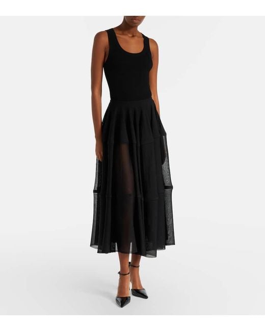 Falda Midi Semitransparente Alaïa de color Black