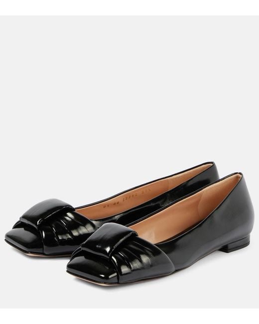 Gianvito Rossi Black Paradi Bow-Detail Leather Ballet Flats
