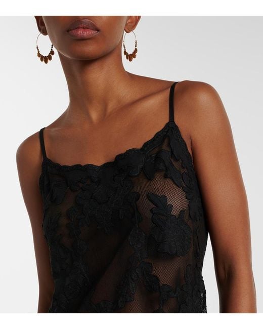 Juliet Dunn Black Embroidered Sheer Cotton Maxi Dress