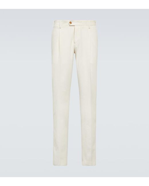 Pantaloni regular in velluto a coste di Lardini in White da Uomo