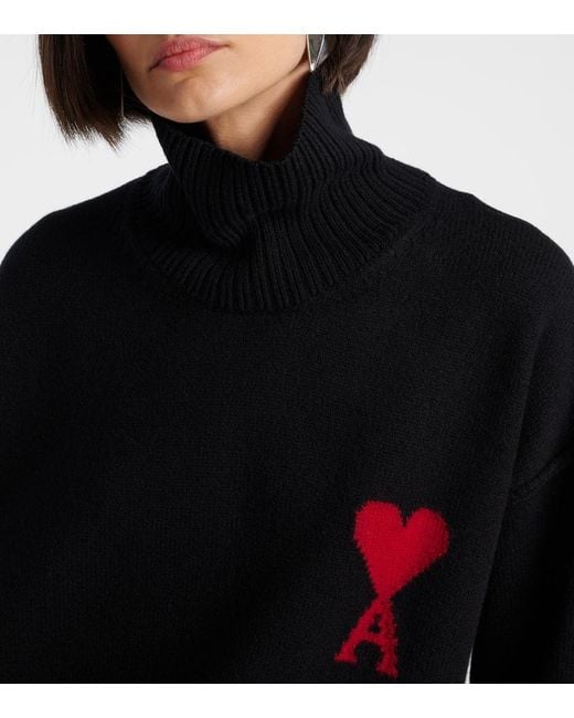 AMI Blue Ami De Cour Virgin Wool Turtleneck Sweater