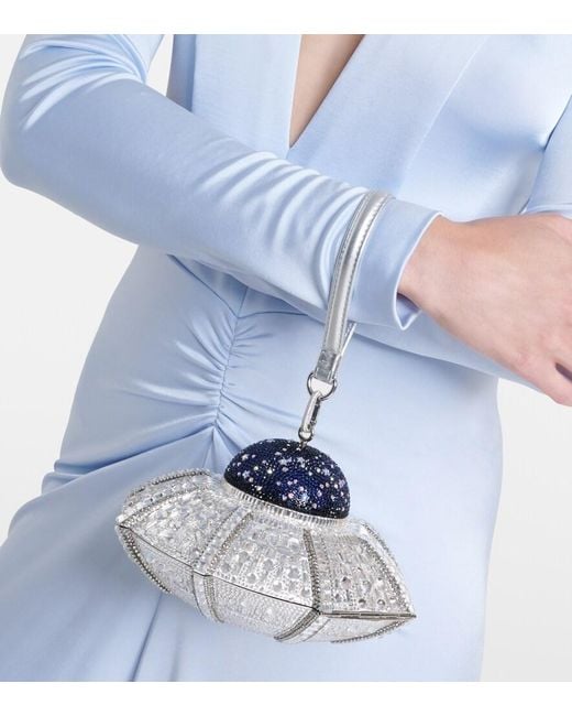 Judith Leiber White Ufo Crystal-Embellished Clutch