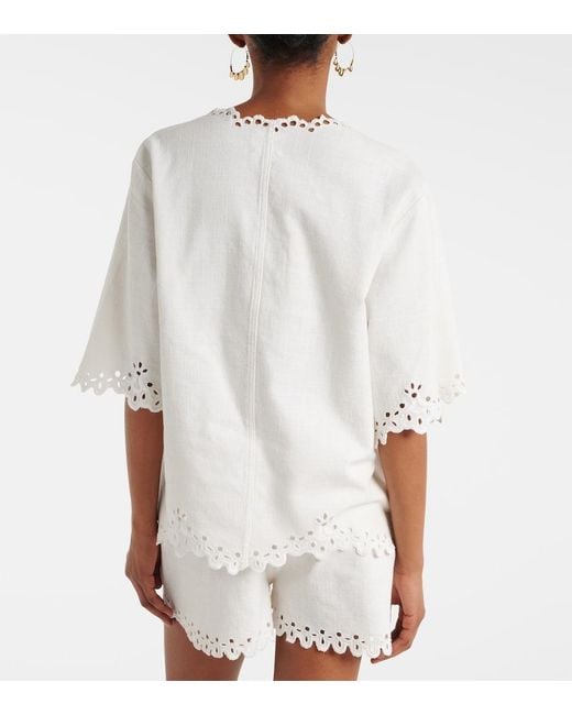 Isabel Marant White Shana Embroidered Cotton Top